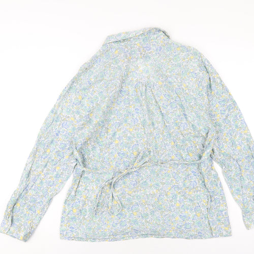 M&Co Womens Multicoloured Floral Cotton Basic Blouse Size 16 Collared