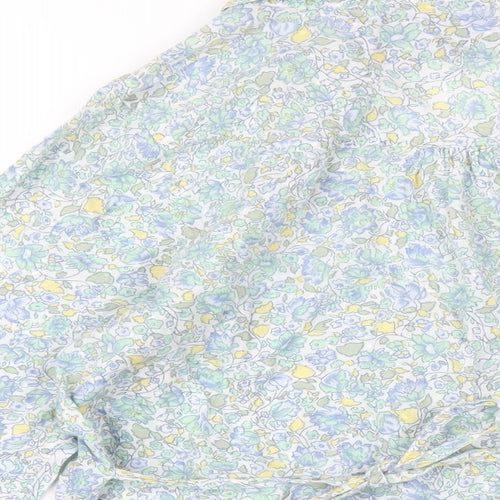 M&Co Womens Multicoloured Floral Cotton Basic Blouse Size 16 Collared
