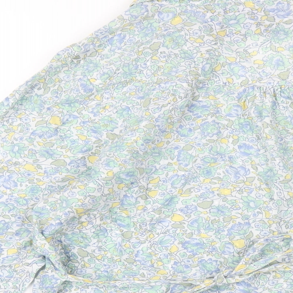 M&Co Womens Multicoloured Floral Cotton Basic Blouse Size 16 Collared