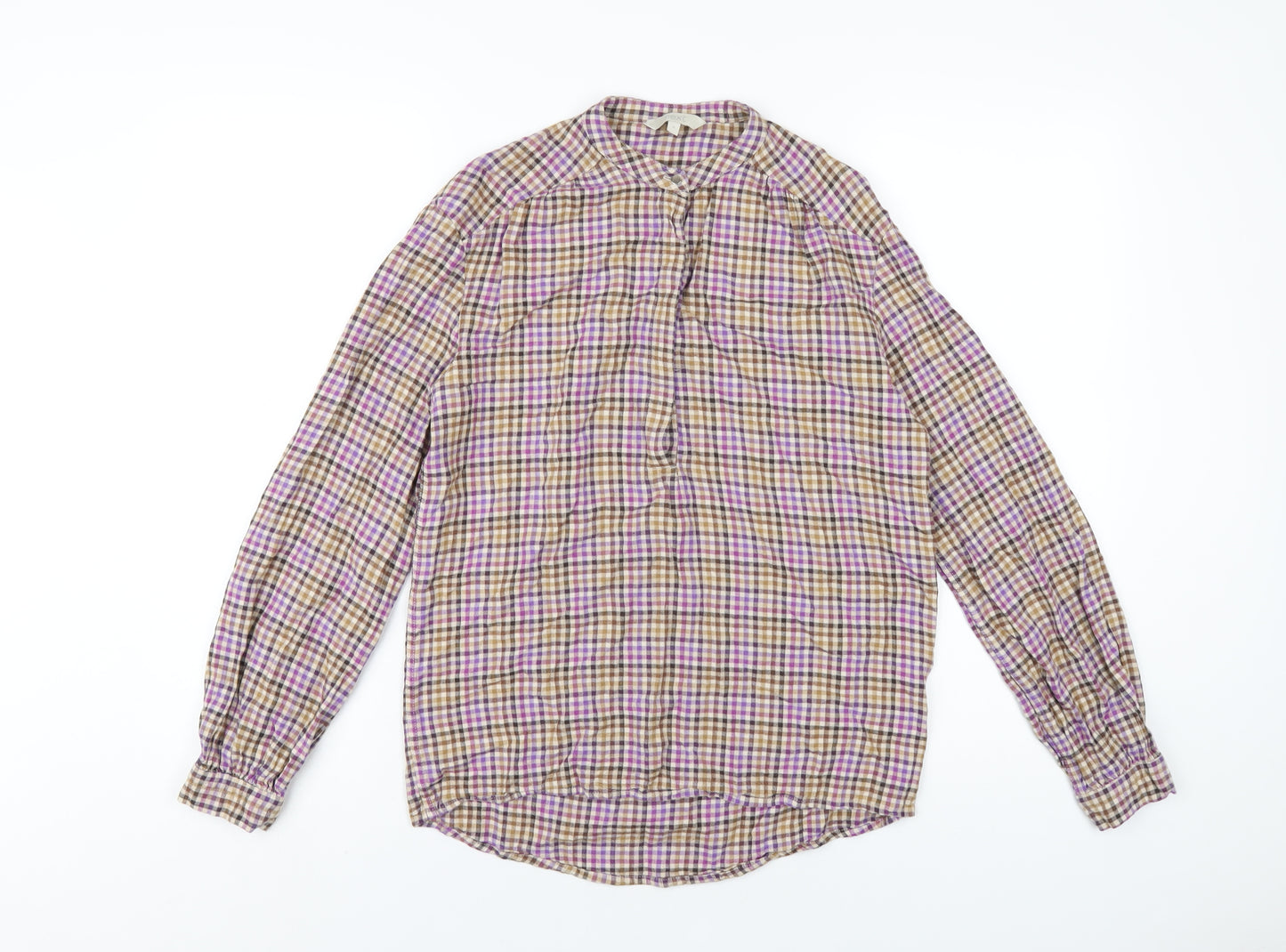 NEXT Womens Multicoloured Check Viscose Basic T-Shirt Size 8 Round Neck