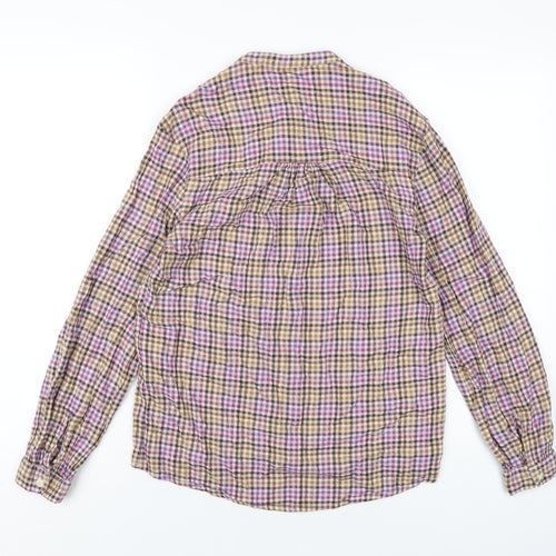 NEXT Womens Multicoloured Check Viscose Basic T-Shirt Size 8 Round Neck