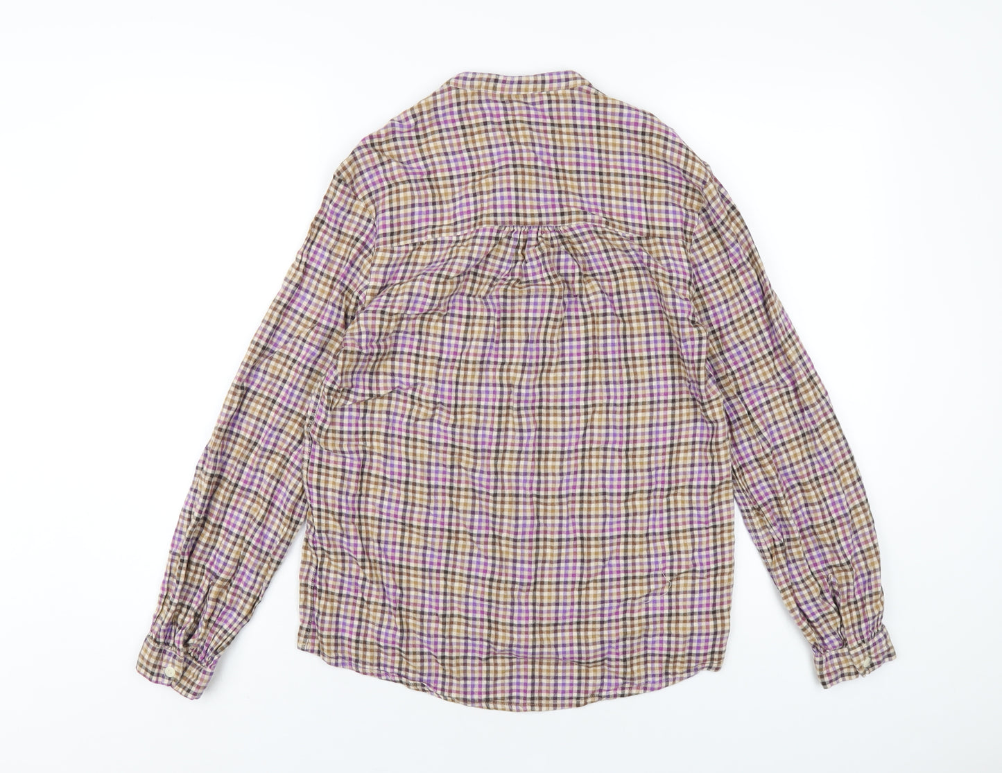 NEXT Womens Multicoloured Check Viscose Basic T-Shirt Size 8 Round Neck