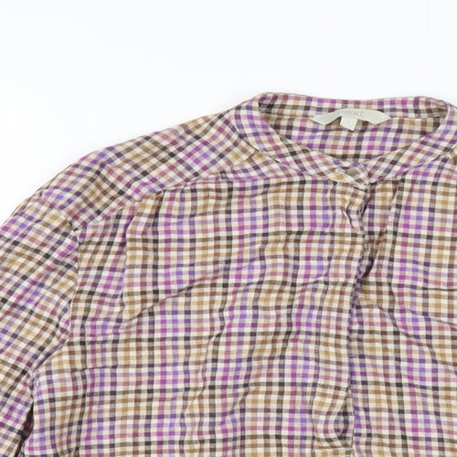 NEXT Womens Multicoloured Check Viscose Basic T-Shirt Size 8 Round Neck