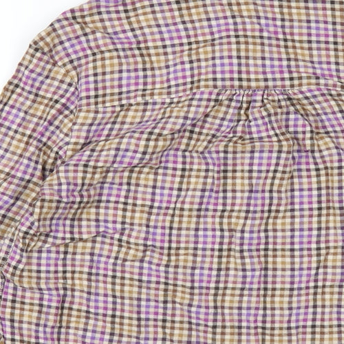NEXT Womens Multicoloured Check Viscose Basic T-Shirt Size 8 Round Neck