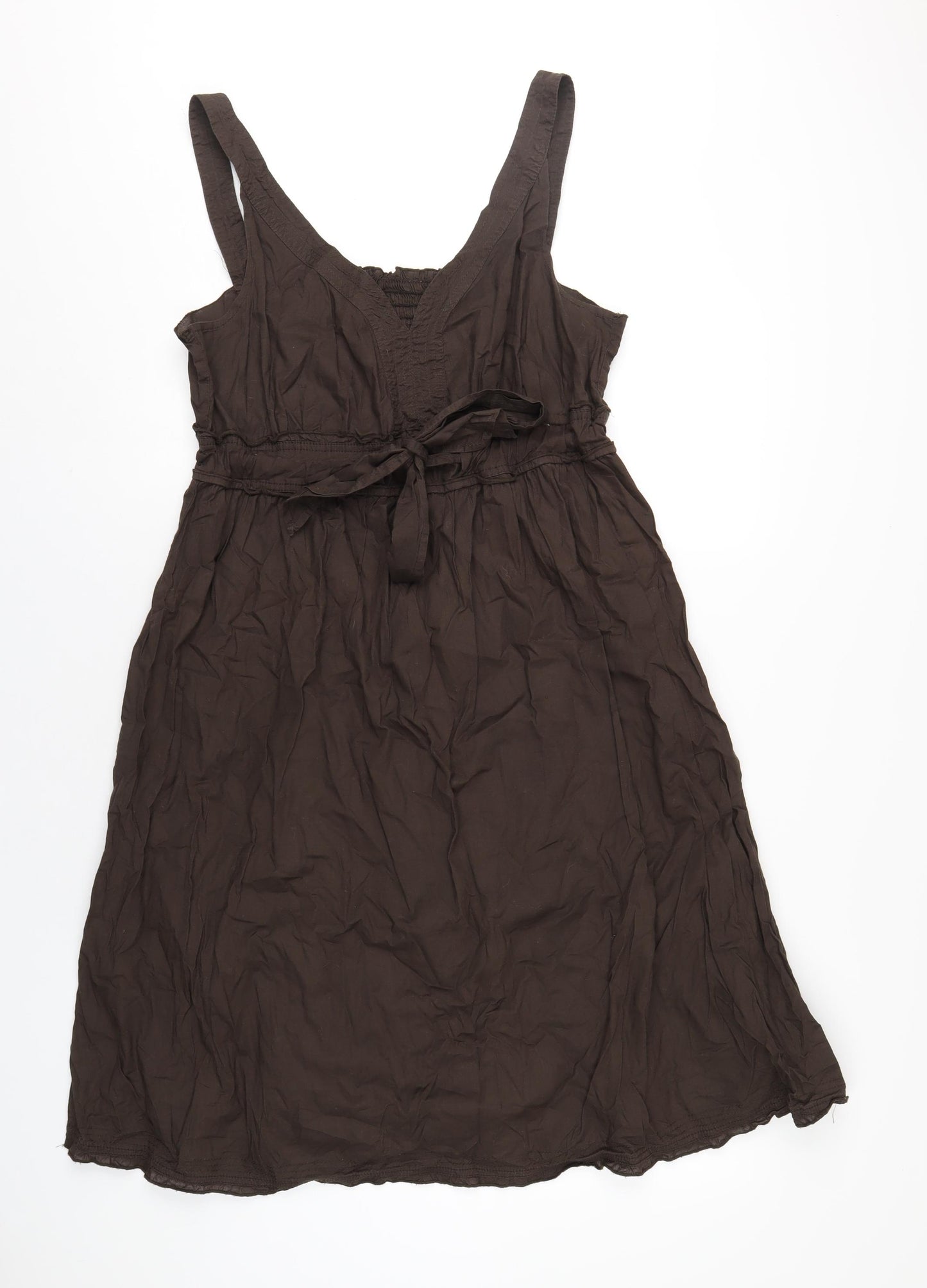 Marks and Spencer Womens Brown Cotton A-Line Size 16 V-Neck Pullover
