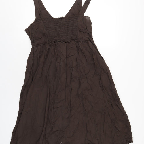 Marks and Spencer Womens Brown Cotton A-Line Size 16 V-Neck Pullover