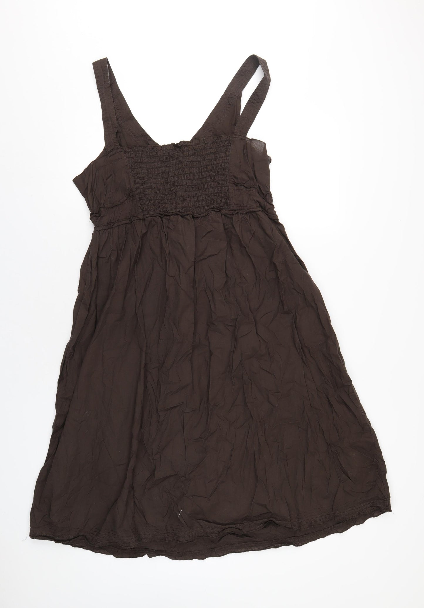 Marks and Spencer Womens Brown Cotton A-Line Size 16 V-Neck Pullover