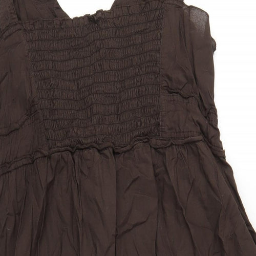 Marks and Spencer Womens Brown Cotton A-Line Size 16 V-Neck Pullover