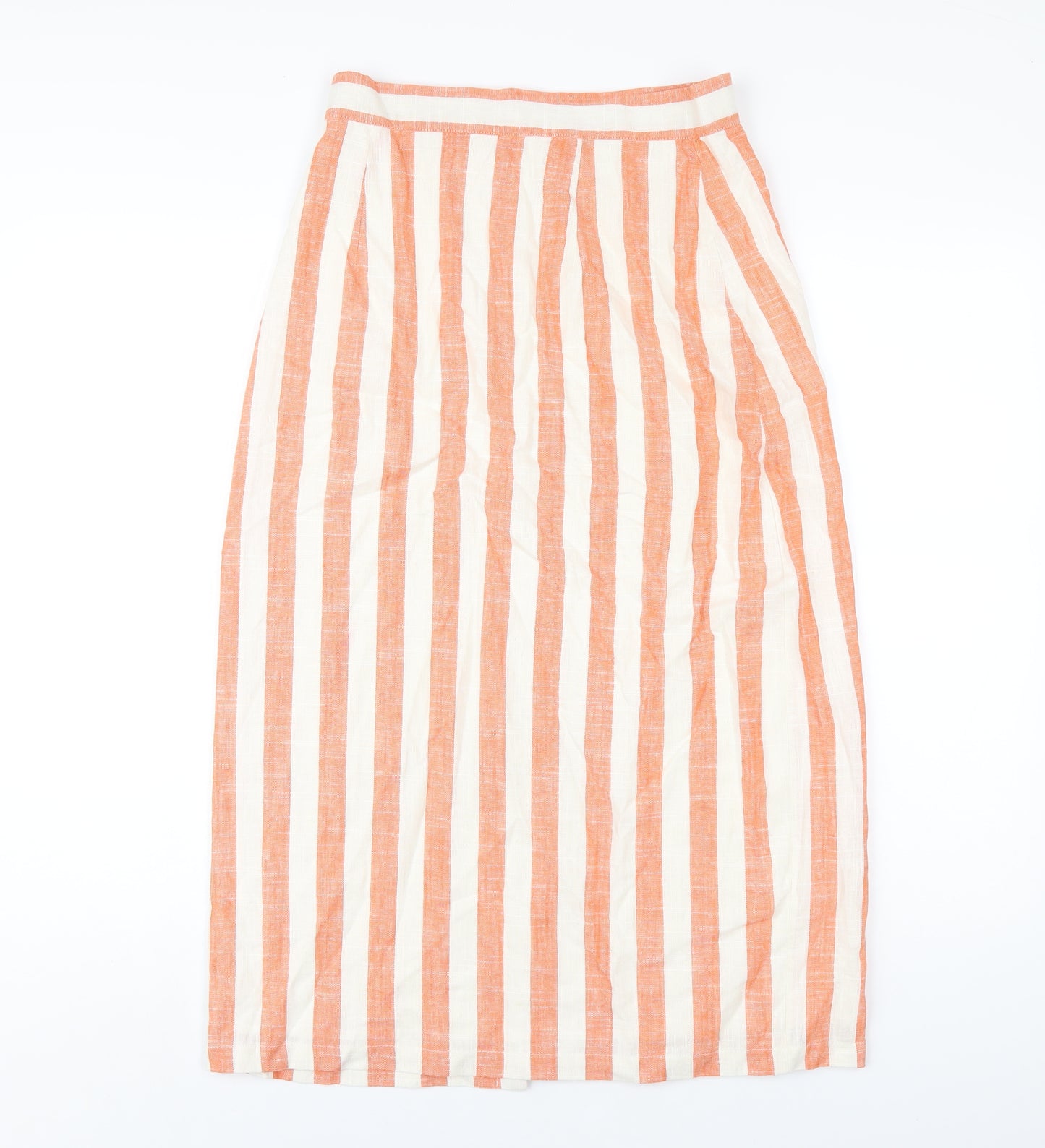 Glamorous Womens Orange Striped Viscose A-Line Skirt Size 10 Button