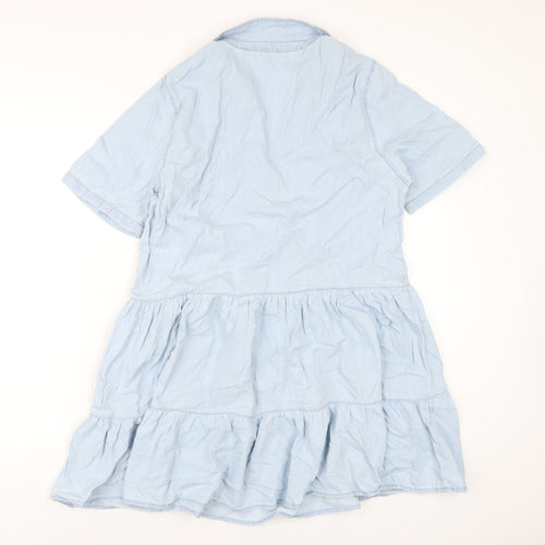 Stradivarius Womens Blue Cotton A-Line Size L V-Neck Pullover