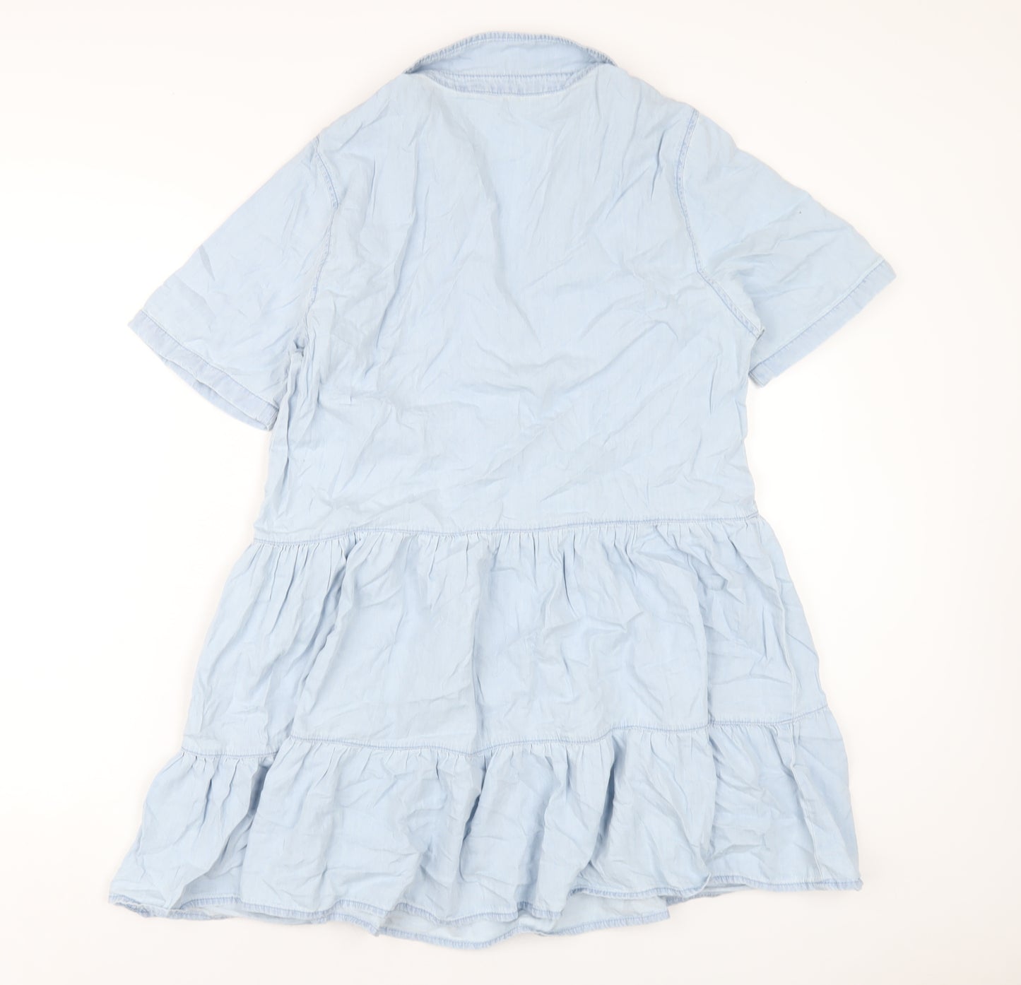 Stradivarius Womens Blue Cotton A-Line Size L V-Neck Pullover