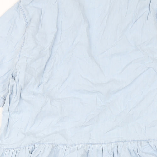 Stradivarius Womens Blue Cotton A-Line Size L V-Neck Pullover