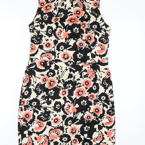 Apricot Womens Multicoloured Floral Polyester Pencil Dress Size 12 Round Neck Zip