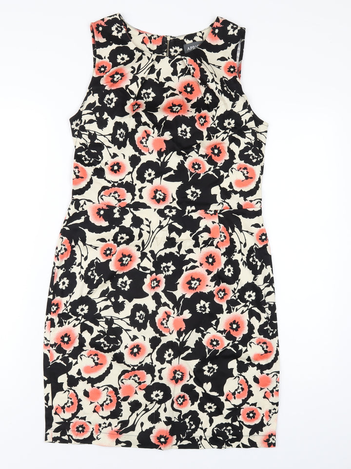 Apricot Womens Multicoloured Floral Polyester Pencil Dress Size 12 Round Neck Zip