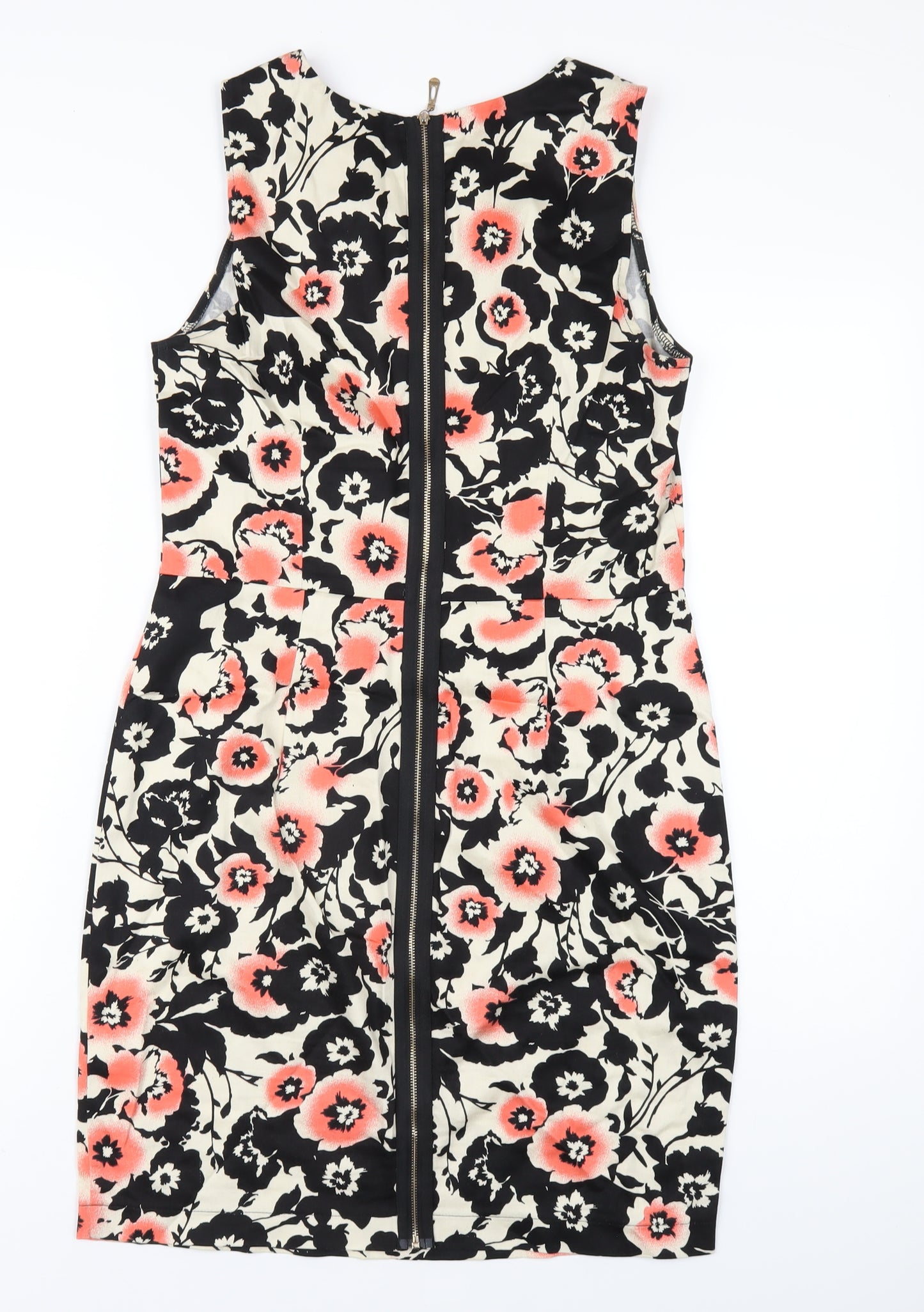 Apricot Womens Multicoloured Floral Polyester Pencil Dress Size 12 Round Neck Zip