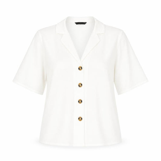 Front view of Only women’s white polyester basic button-up, size UK 8, collared