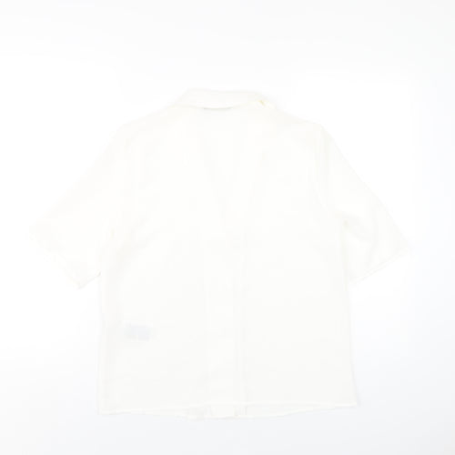 Only Womens White Polyester Basic Button-Up Size 8 Collared