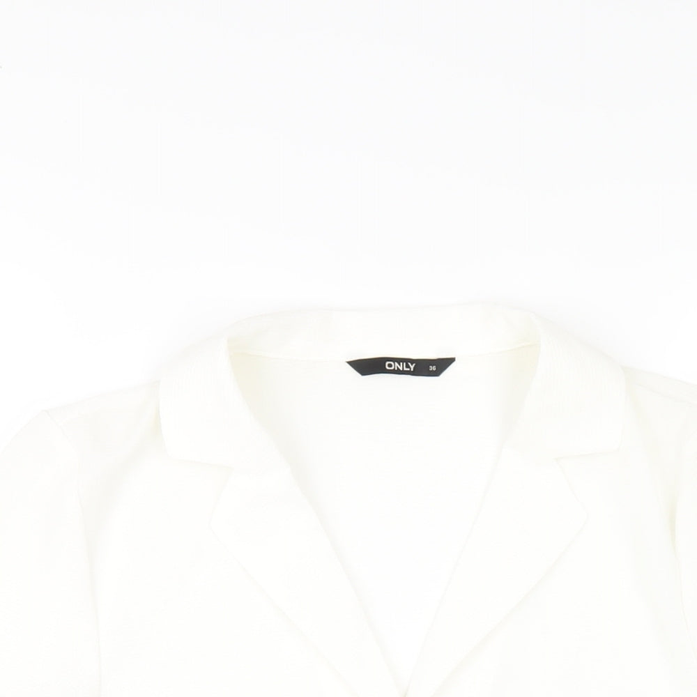 Only Womens White Polyester Basic Button-Up Size 8 Collared