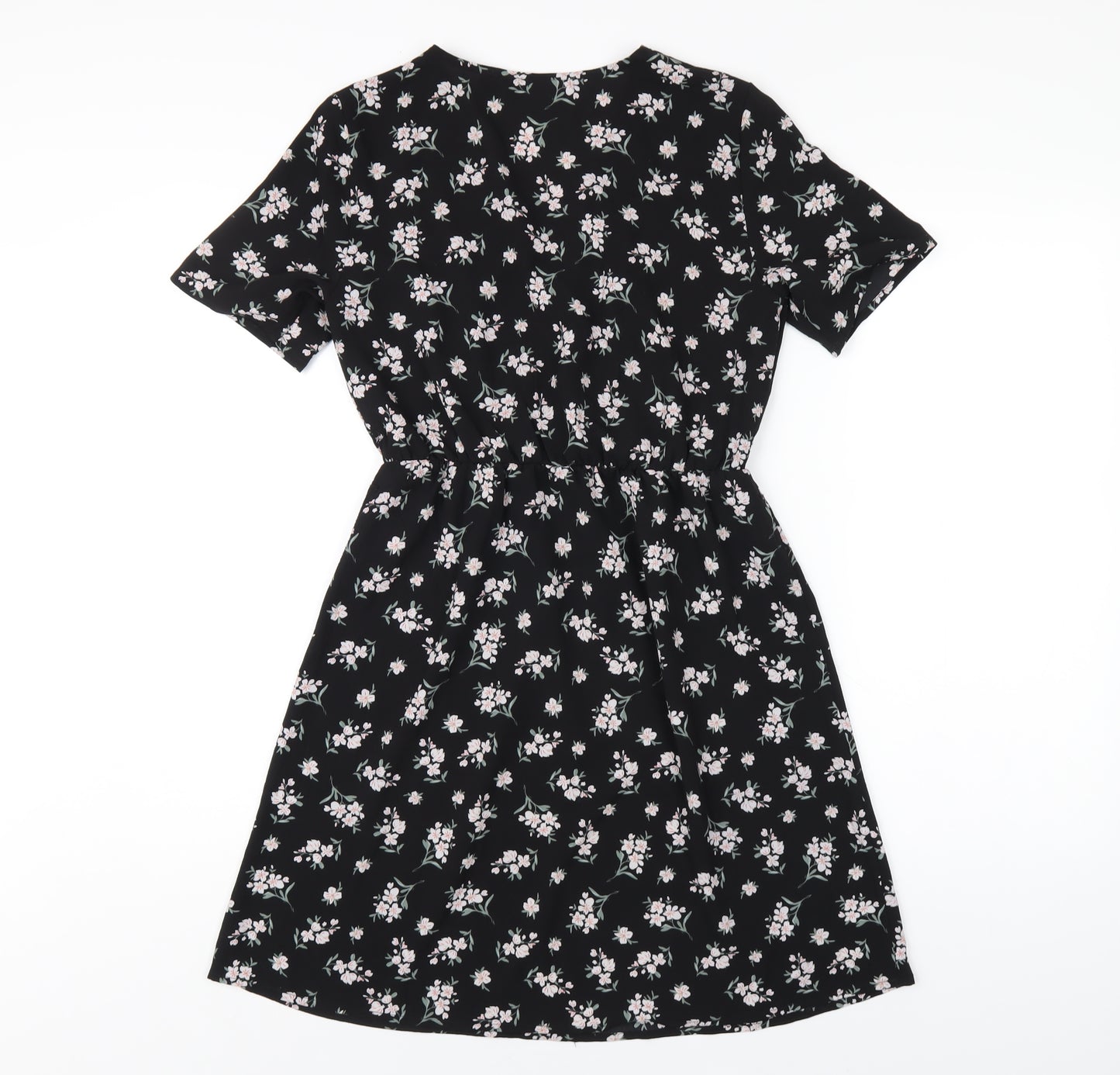 VERO MODA Womens Black Floral Polyester A-Line Size XS V-Neck Pullover