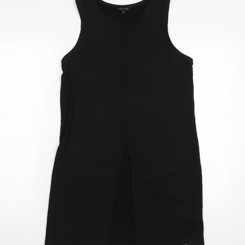 New Look Womens Black Viscose Tank Dress Size 8 Round Neck Pullover