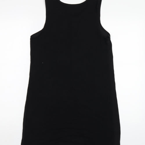 New Look Womens Black Viscose Tank Dress Size 8 Round Neck Pullover