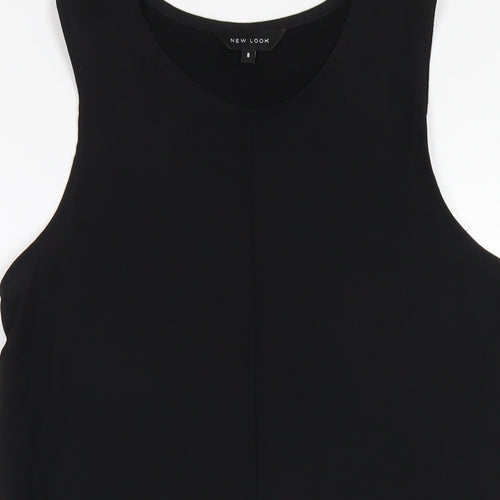 New Look Womens Black Viscose Tank Dress Size 8 Round Neck Pullover