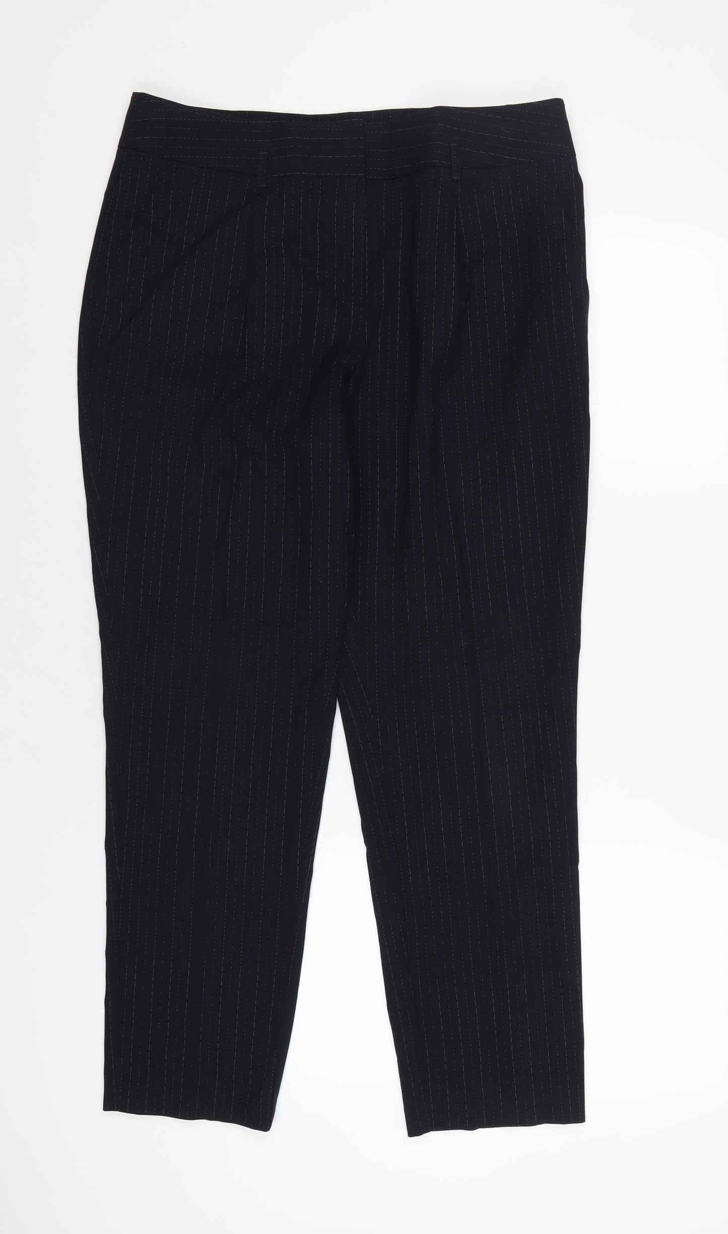 Autograph Womens Blue Striped Polyester Dress Pants Trousers Size 14 L27 in Slim Zip