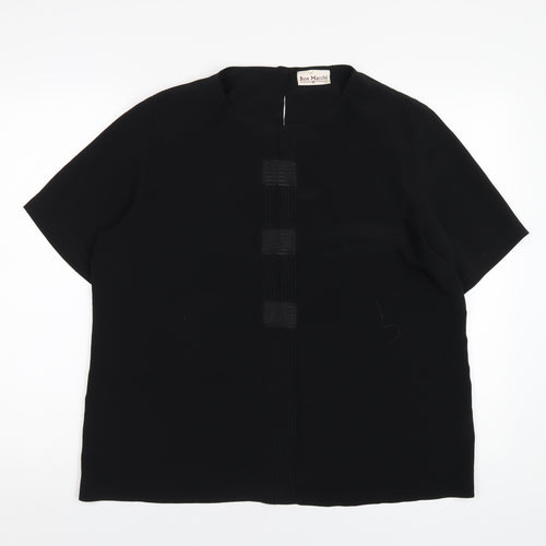 Bonmarché Womens Black Polyester Basic T-Shirt Size 18 Round Neck
