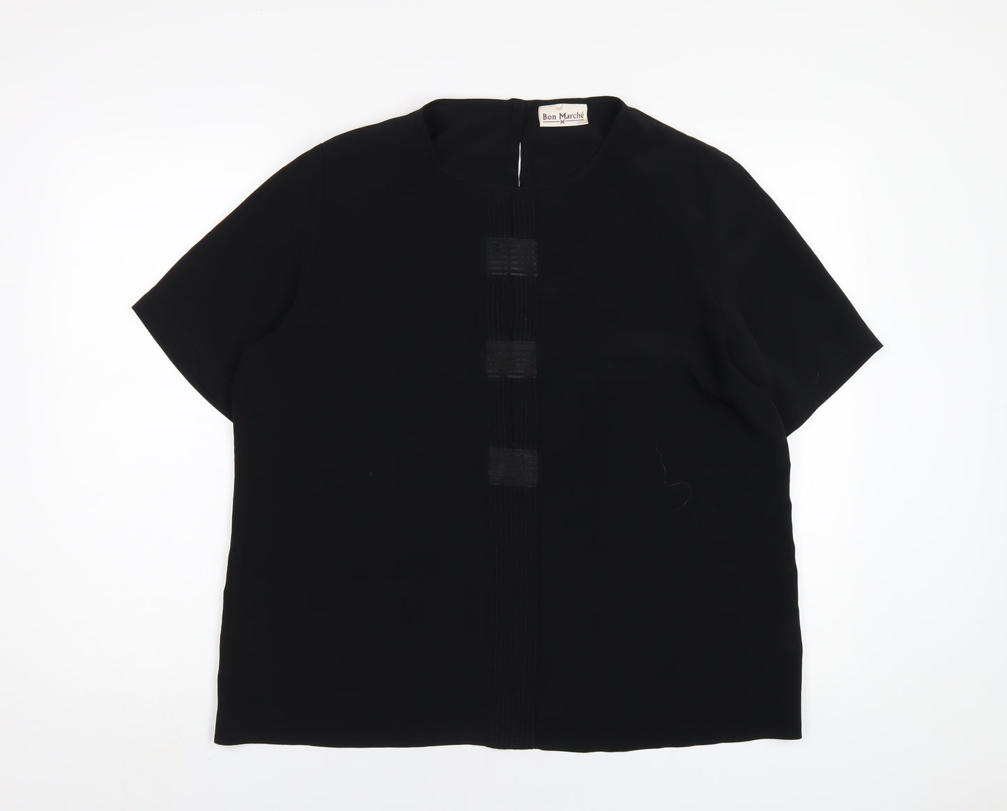 Bonmarché Womens Black Polyester Basic T-Shirt Size 18 Round Neck