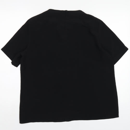 Bonmarché Womens Black Polyester Basic T-Shirt Size 18 Round Neck