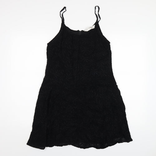 Dorothy Perkins Womens Black Polyester A-Line Size 12 Round Neck Zip