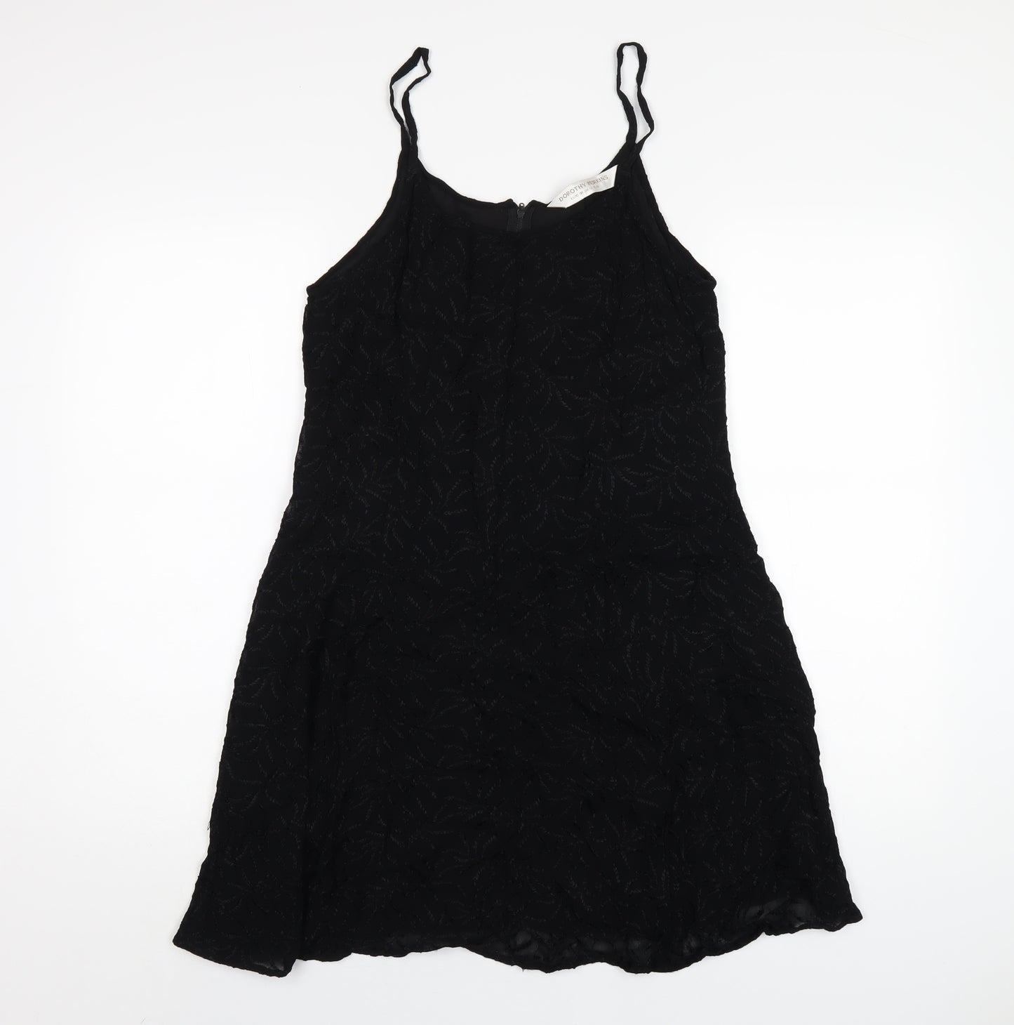 Dorothy Perkins Womens Black Polyester A-Line Size 12 Round Neck Zip