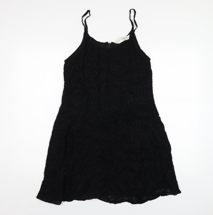 Dorothy Perkins Womens Black Polyester A-Line Size 12 Round Neck Zip