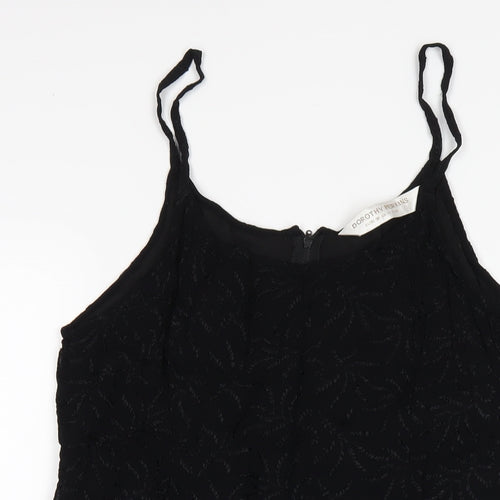 Dorothy Perkins Womens Black Polyester A-Line Size 12 Round Neck Zip