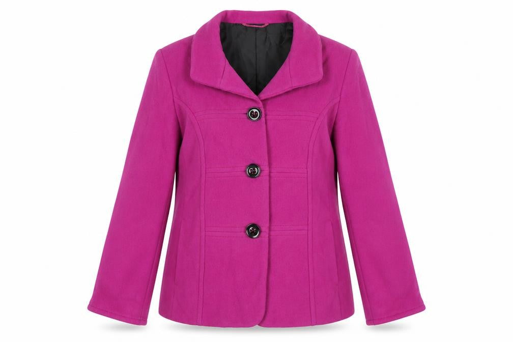 Front view of Gray & Osbourn women’s pink overcoat coat, size UK 16
