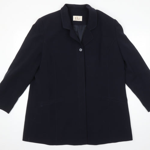 ELVI Womens Blue Jacket Blazer Size 22