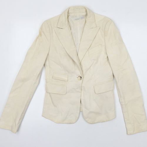 PINKO Womens Ivory Jacket Blazer Size 10 - Beaded detail to back