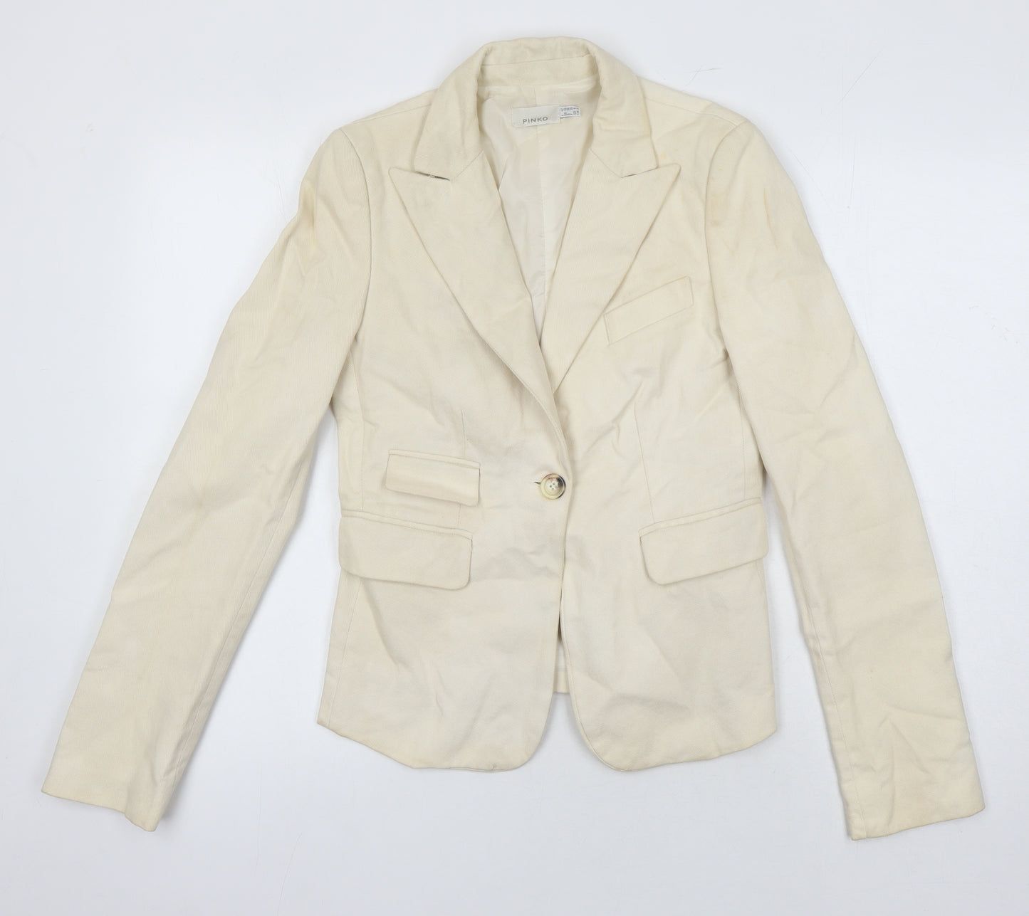 PINKO Womens Ivory Jacket Blazer Size 10 - Beaded detail to back