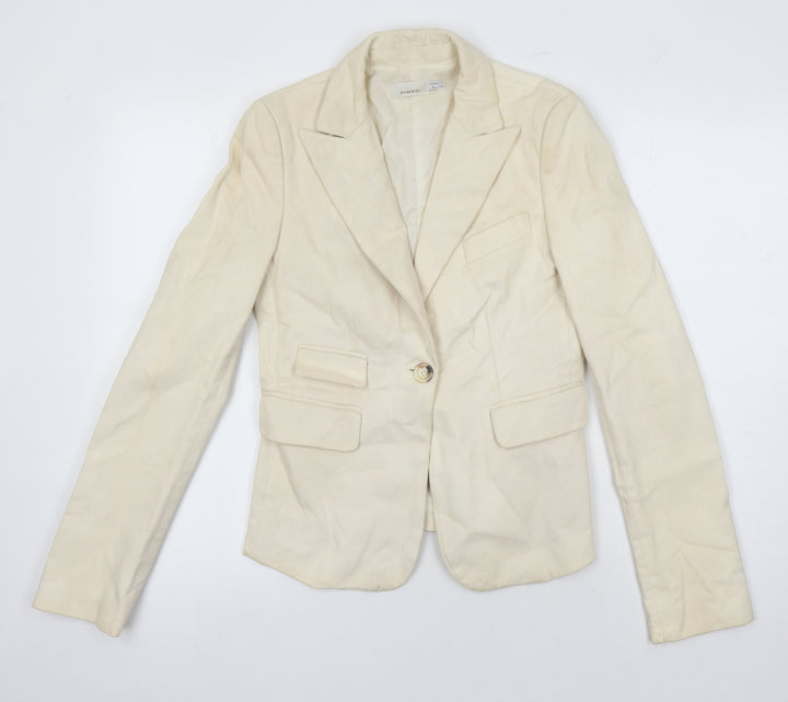 PINKO Womens Ivory Jacket Blazer Size 10 - Beaded detail to back