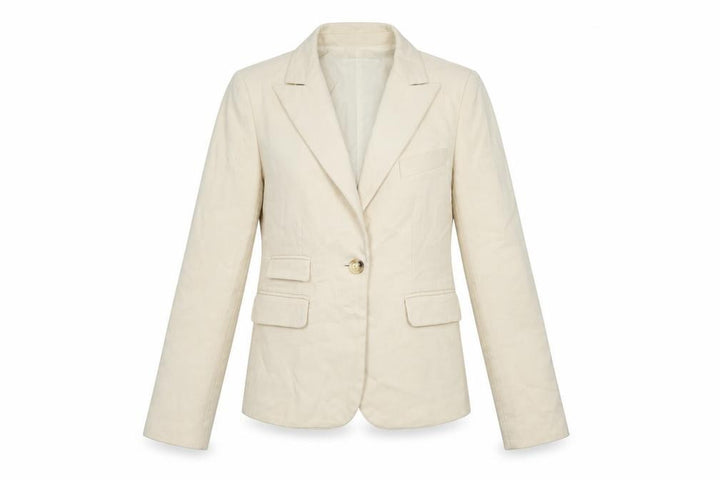 PINKO Womens Ivory Jacket Blazer Size 10 - Beaded detail to back