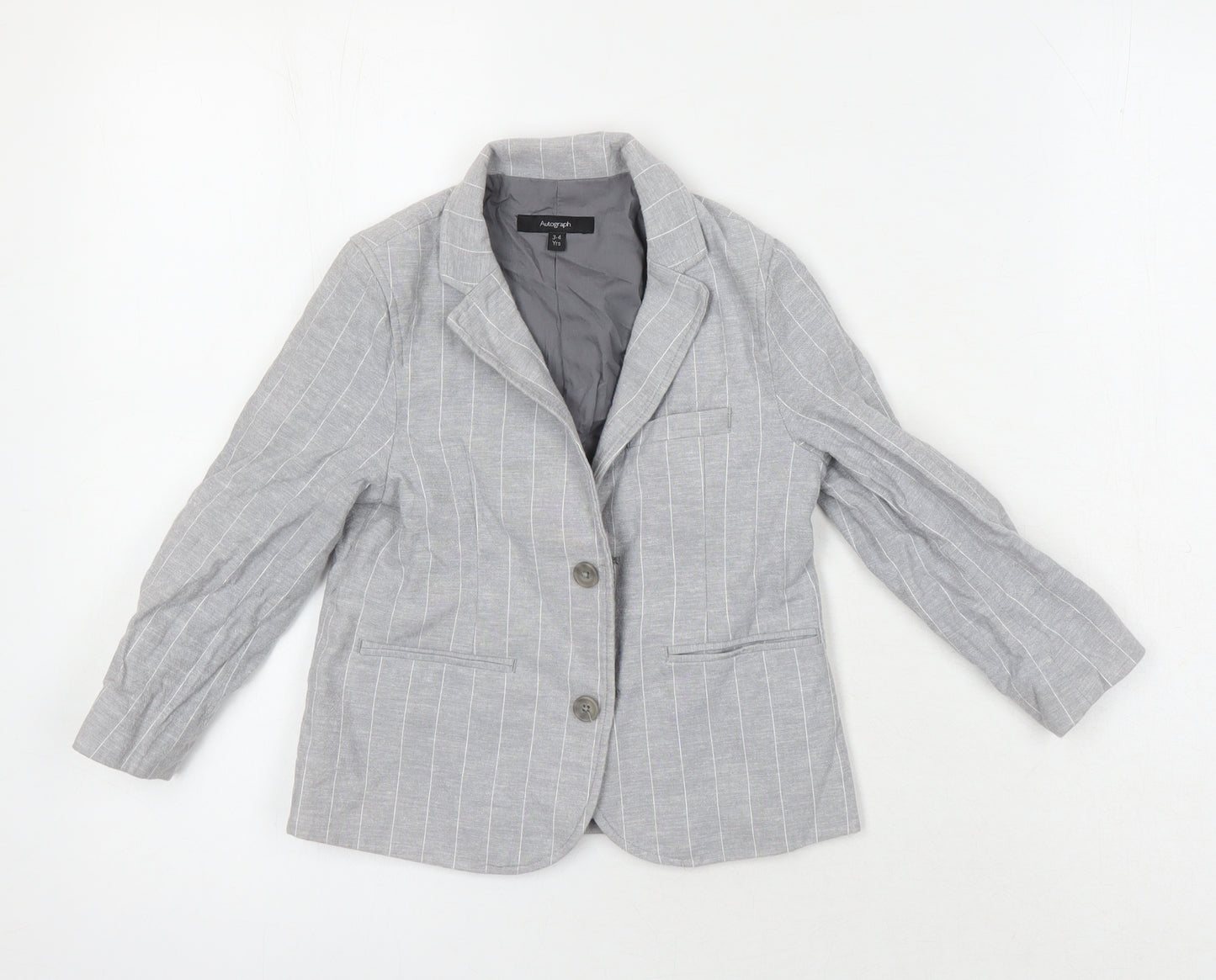 Autograph Boys Grey Pinstripe Jacket Blazer Size 3-4 Years