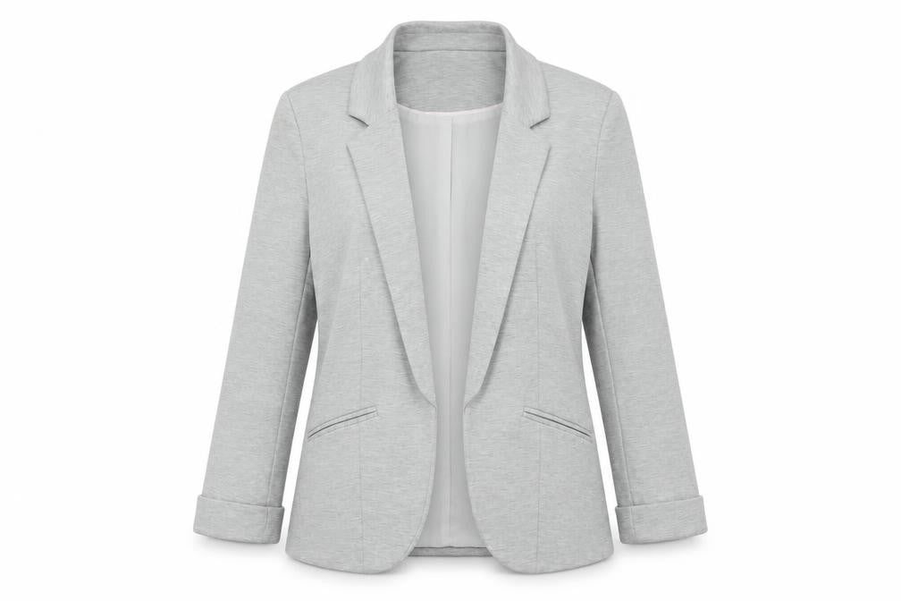 Front view of Miss Selfirdge women’s grey jacket blazer, size UK 10