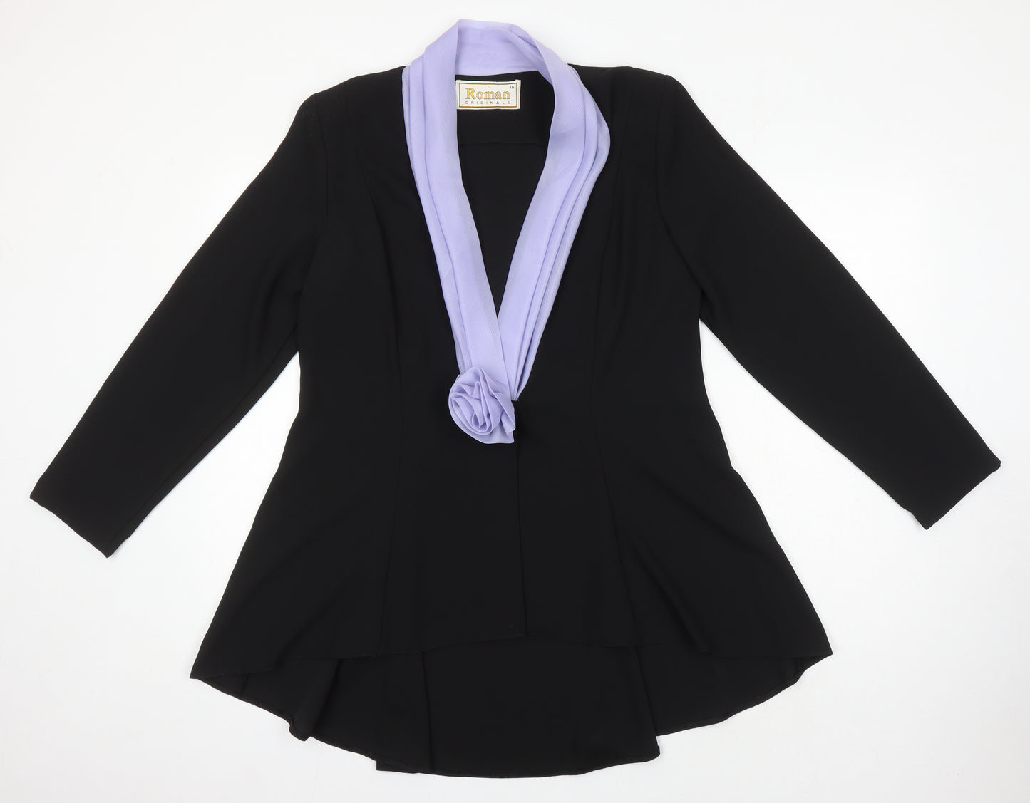 Roman Originals Womens Black Polyester Tunic Button-Up Size 16 V-Neck