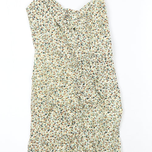 M&S Womens Multicoloured Floral Linen Mini Size M V-Neck