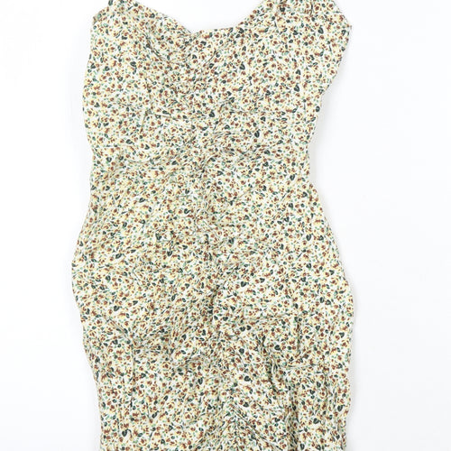 M&S Womens Multicoloured Floral Linen Mini Size M V-Neck