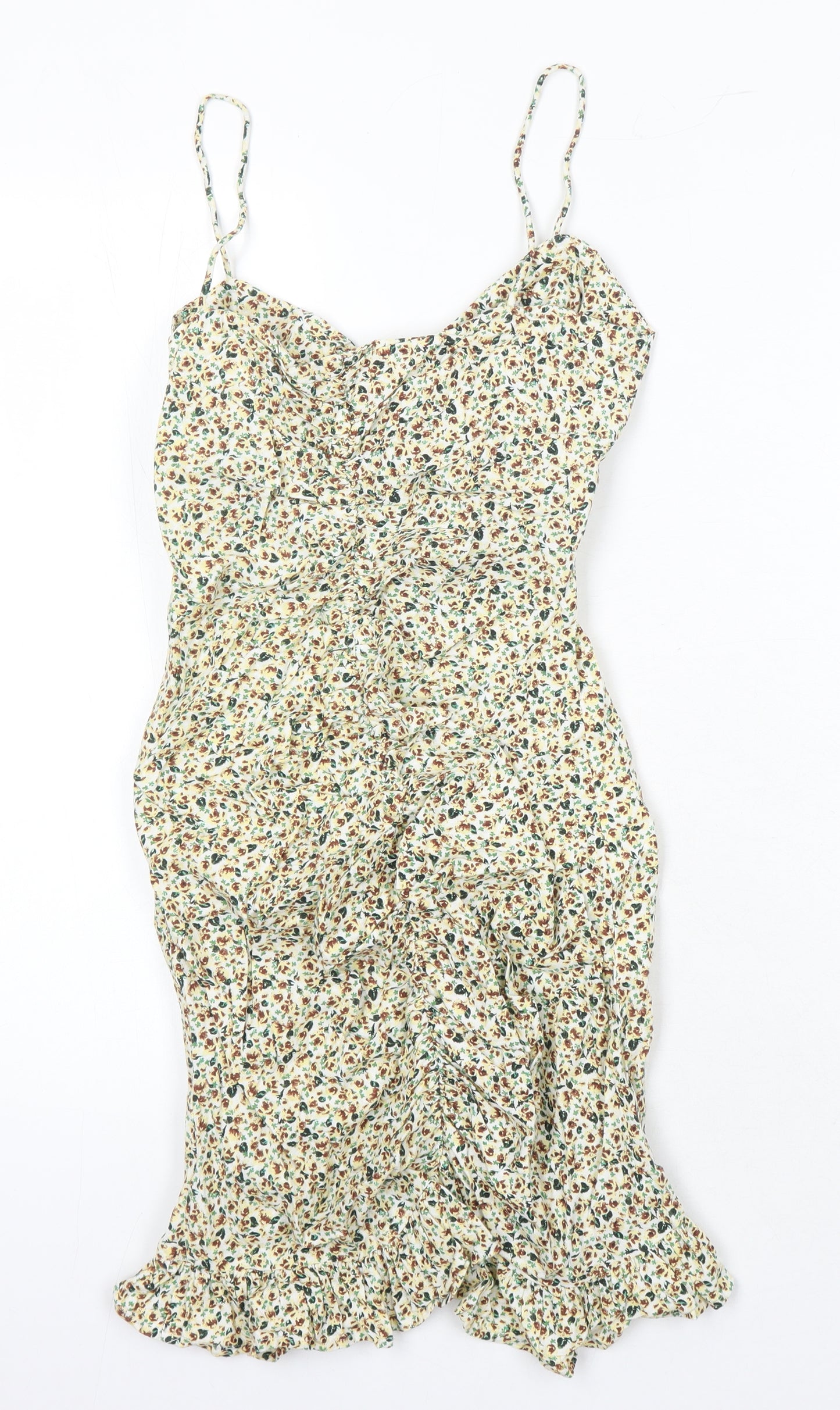 M&S Womens Multicoloured Floral Linen Mini Size M V-Neck