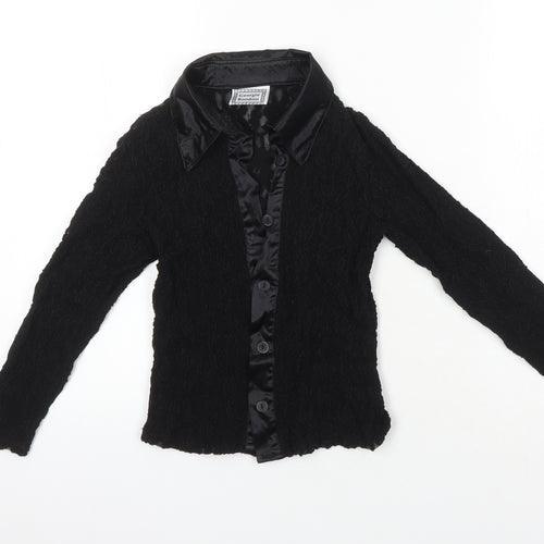 Georgio Bombini Womens Black Polyester Basic Blouse One Size Collared