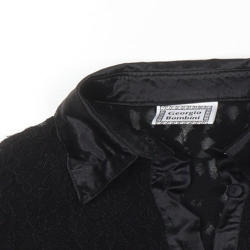 Georgio Bombini Womens Black Polyester Basic Blouse One Size Collared