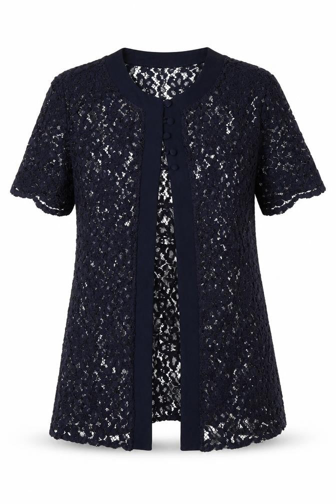 Front view of Modern Classics women’s black jacket blazer, size UK 14, - lace