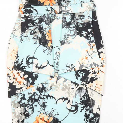 Missi London Womens Multicoloured Geometric Polyester Bodycon Size 10 Off the Shoulder